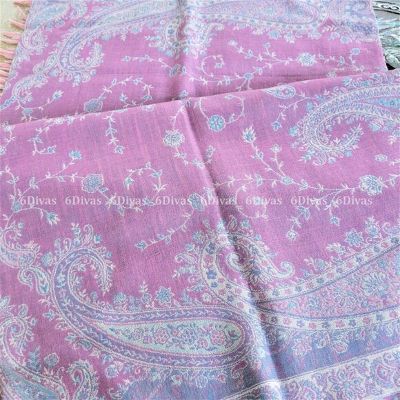 Large Oversize Wrap Around Light Pink Woolen Shawl - Picture 7 of 9